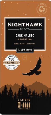 Nighthawk by Bota Box Dark Malbec Red Wine, 3L (4 x 750ml Glass Bottles), 13.5% ABV - wine from Tuxedo Wine Spirits Atlanta