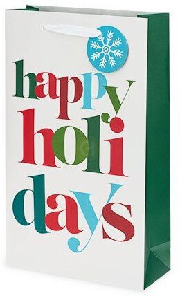 Happy Holidays Double Bottle Gift Bag - Accessories from Tuxedo Wine & Spirits