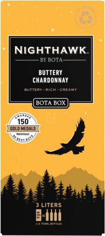 Nighthawk by Bota Box Buttery Chardonnay White Wine, 3L (Equals 4 x 750mL Bottles), 14.5% ABV - Wine from Tuxedo Wine & Spirits